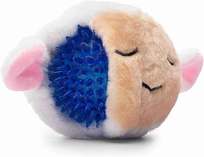 Flourish Pets 2 in 1 Multi-Layer Chew Toy for Active Dogs | Non-Toxic BPA Free Double Stitched Soft Fabric Exterior Dog Toys | Long-Lasting Dog Plush Toys – Lamb 3.5"