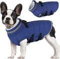 Medium Dog Coat with Harness Built-in, Waterproof Reflective Fleece Lined - Warm Windproof Winter Jacket with Back Zipper, Cold Weather Snow Dog Coats - Blue - M