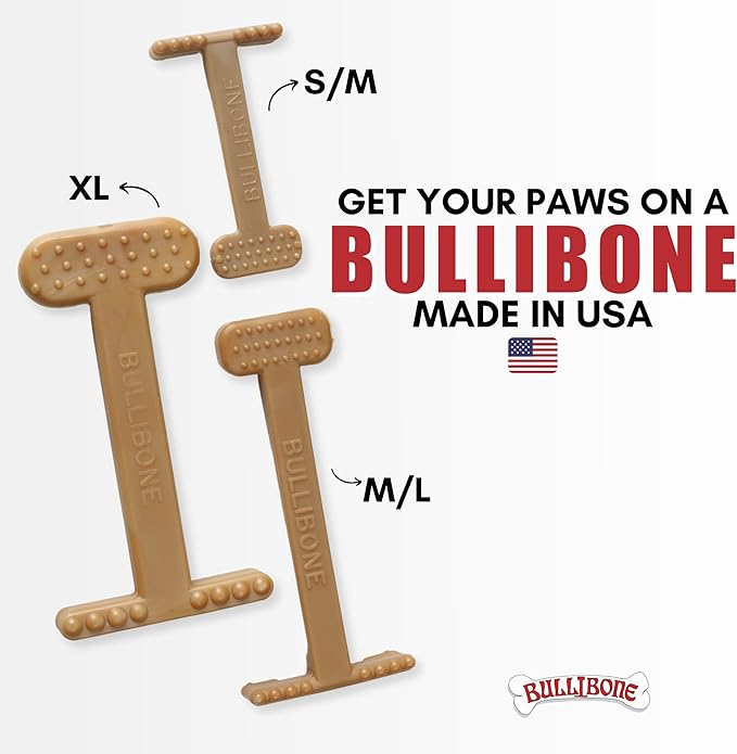 Bullibone Nylon Dog Chew Toy Nylon Bone - Improves Dental Hygiene, Easy to Grip Bottom, and Permeated with Flavor (Beef, Small - 3 Pack)