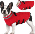 Medium Dog Coat with Harness Built-in, Waterproof Reflective Fleece Lined - Warm Windproof Winter Jacket with Back Zipper, Cold Weather Snow Dog Coats - Red - M
