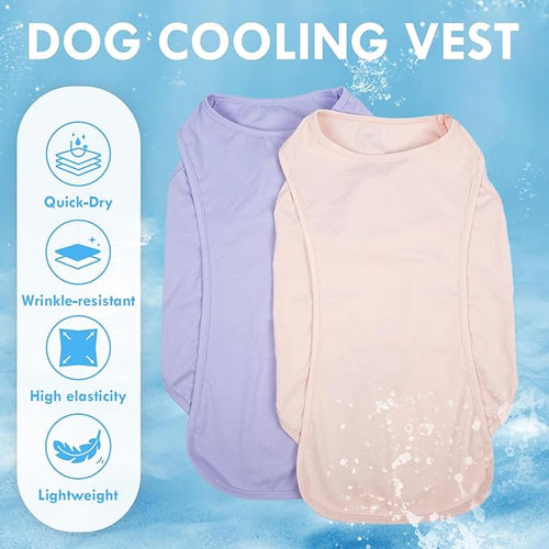2 Pack Summer Dog Shirt, Quick Dry Cooling T-Shirts for Large Dogs, Sun Protection Breathable Vest, Durable Regulate Temperature Dog Clothes, Purple+Pink, 4XL