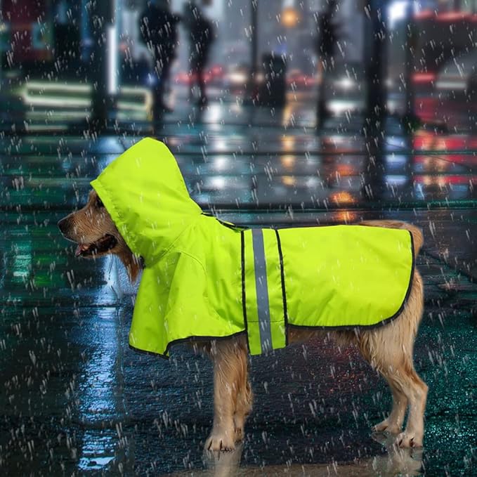 Candofly Dog Raincoat, Waterproof Dog Rain Jacket Lightweight Reflective Pet Poncho Slicker with Leash Hole (Medium, Green)