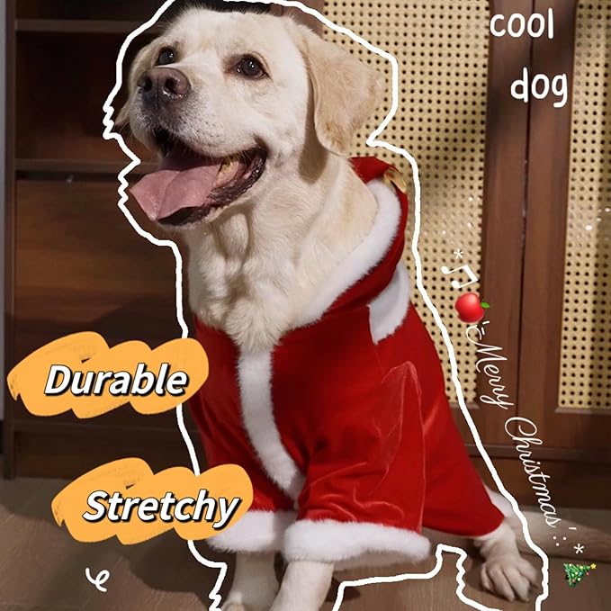 Christmas Dog Hoodie for Small Medium Large Dogs, Santa Claus Dogs Hoodie Christmas Cosplay Clothes Reindeer Dog Costume Outfits Pullover L