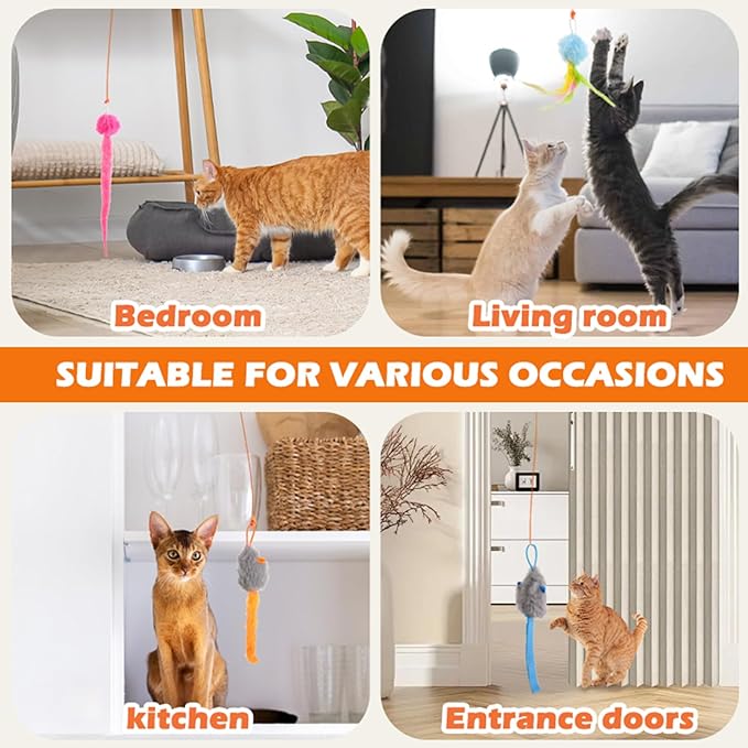 Rechargeable Electric Cat Teaser with Remote – Interactive Door Clip Toy for Cats, 2 Motion Modes (360° Spin & Irregular Jumping), Smart Auto Cat Toy for Exercise & Fun (Pink)