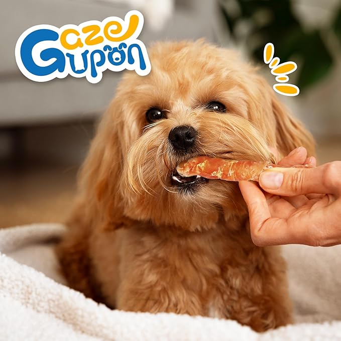 Gazeupon Dog Dental Treats, Chicken Wrapped Peanut Butter Sticks, Healthy Training Snacks for Dogs, Easy to Digest, w/Glucosamine Chondroitin