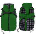 Geyecete Winter Warm Coat Waterproof Dog Jacket with Harness Traction Belt, Pet Outdoor Jacket - Green, XXL