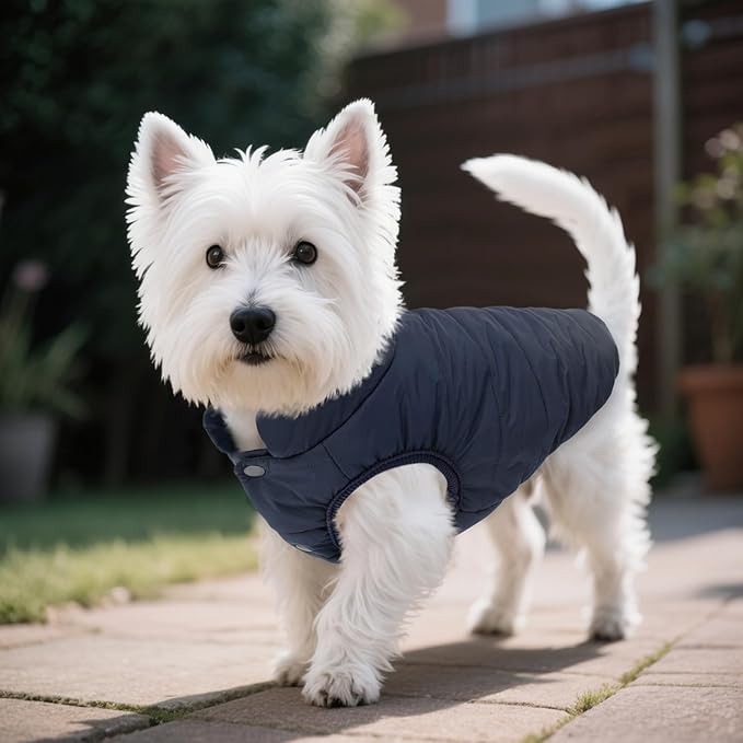 ASENKU Dog Winter Coat - Waterproof Windproof Dog Jacket, Warm Snowproof Doggie Puffer Vest for Cold Weather, Lightweight Snow Coats for Small Medium Large Dogs(L, Blue)