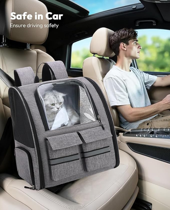 Cat Backpack Carrier Small Dogs Backpack Carrier,Large Space Breathable Cat Bubble Backpack,Shaded Puppy Backpack Carrier,Ventilated for Travel, Hiking,Cycling,Shopping,and Vet