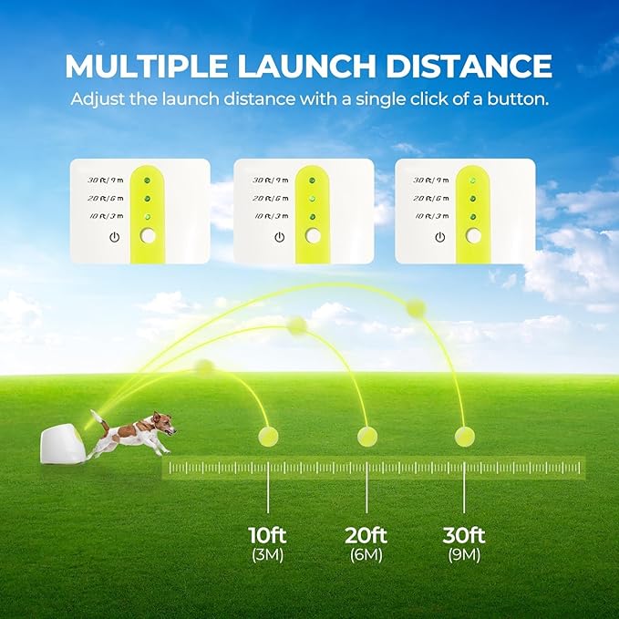 AFP Automatic Ball Launcher for Dogs Interactive Puppy Pet Ball Indoor Thrower Fetch Machine, 3 Balls Included (2 inch) for Small to Medium Dogs