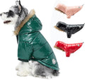 PINA Dog Winter Coat with Faux Fur Hood, Windproof and Warm, Suitable for Small to Large Dogs, Green, XL