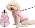 Fleece Lining Dog Hoodie with Harness Built in,Extra Warm Small Dog Jacket in Winter Puppy Coats with Hooded,Light Pink XS