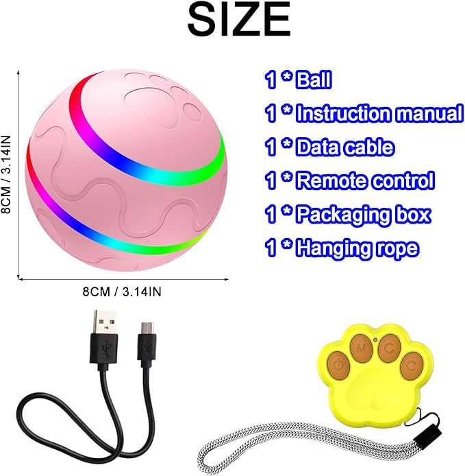 Shaky Ball Toy for Dogs, Large Pet Bounce, Jumping Ball Dog Toy, Automatic Activation Sports Rolling, 2025 New Big Pet Moving Balls (Pink, Remote Control)
