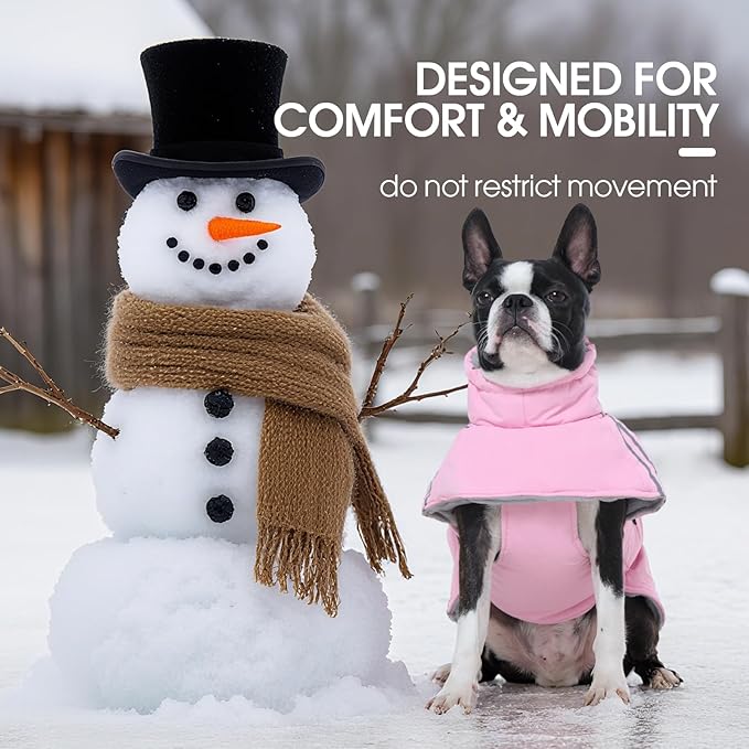 FUAMEY Dog Cold Weather Coats,Dog Winter Jackets for Large Dogs Warm Dogs Coat with Reflective Strips Waterproof Pet Snowsuit Thick Paded Pets Vest for Labrador Golden Retriever Pink 2XL