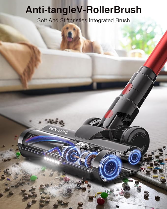 Cordless Vacuum Cleaner, 600W 50KPa 70Mins Vacuum Cleaners for Home, Self-Standing Stick Vacuum with Anti-Tangle Brush & OLED Touch Screen, Vacuum Cleaner for Hardwood Floors and Carpet,Pet Hair,Car
