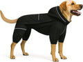 LOVELONGLONG Fleece-Lined Dog Raincoat with Removable Hood – Waterproof Winter Full Body Dog Jacket – Windproof Snowproof Cold-Weather Suit – Black-F S