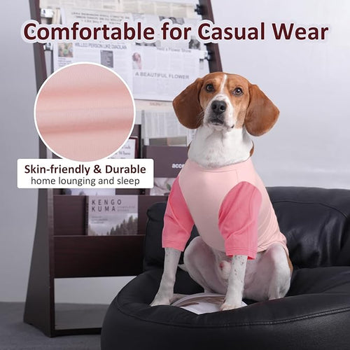 2 Pack Shirts for Large Dogs 4XL - Lightweight Breathable Dog Clothes, Prevent Overheating Summer Cool Tees for Doberman, Alaskan Malamute, Travel, Hiking, Beach, Lounge Wear, Sleeping, Pink