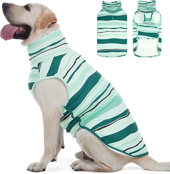 ROZKITCH Striped Dog Sweater with Leash Hole,Cute Pet Shirt Stretchy Comfort Fit for Doberman, Rottweiler, Great Dane etc All-Day Wear BlueStripe 4XL