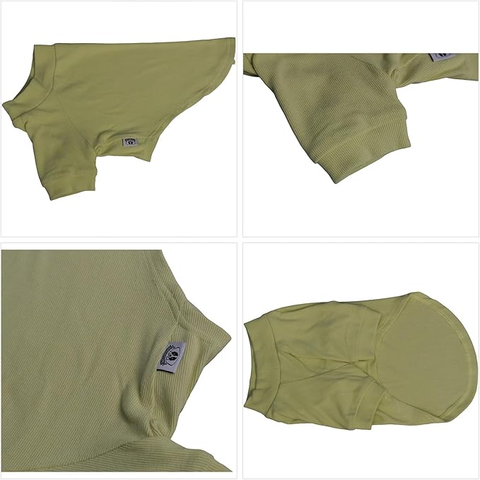 Lovelonglong Ribbed Dog T-Shirt Cotton Knitted Dog Sweaters for All Season Pet T-Shirts for Large Medium Small Dogs Chartreuse L