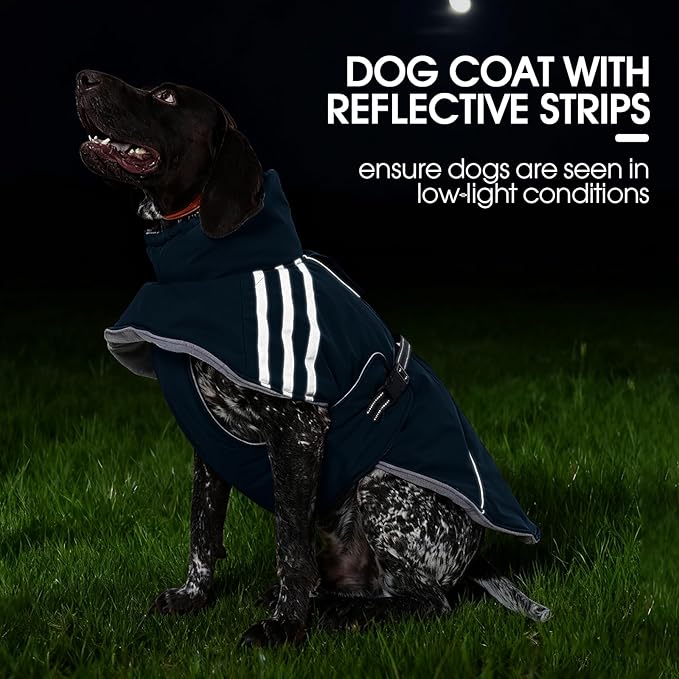 FUAMEY Dog Cold Weather Coats,Dog Winter Jackets for Large Dogs Warm Dogs Coat with Reflective Strips Waterproof Pet Snowsuit Thick Paded Pets Vest for Labrador Golden Retriever Blue XL