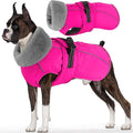 Dogcheer Dog Coat with Pocket, Waterproof Dog Jacket with Adjustable Buckle, Reflective Puppy Winter Coat Warm Turtleneck Fleece SnowJacket for Small Medium Large Dogs - Pink L