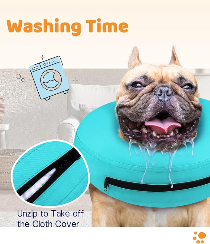 Supet Inflatable Dog Cone for Dogs to Stop Licking, Dog Neck Donut Collar Recovery E Collar to Stop Licking, Soft Pet Cone for Small Medium Large Dogs