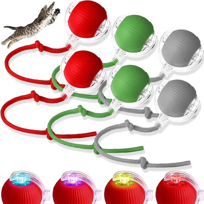 6 Pack Interactive Cat Ball Toy 360° Automatic New Interactive Rolling Ball Rechargeable for Christmas Indoor Cat Dog Gifts Exercise Electric Self Rolling Toy Large and Small Puppy Kitten
