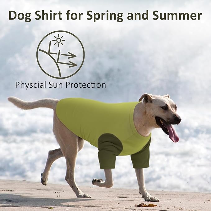 2 Pack Large Dog T-Shirts 3XL - Breathable Durable Cotton Shirt, Shedding Control Protect Skin Dogs Clothes for Husky, Labrador, Summer Hot Day Sleep, Walk, Sea, Park Play, Camping, Green