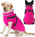 Dogcheer Dog Coat with Harness, Waterproof Warm Dog Winter Jacket with Pockets, Reflective Pet Fleece Jacket Turtleneck Snowsuit for Small Medium Large Dogs - Pink, S