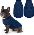 PUPTECK Dog Sweater, Turtleneck Warm Knitted Pullover Coat, Thick Cable Knitwear Clothes in Winter, Pet Apparel Outfits for Small Medium Dogs, for Cold Weather Indoor & Outdoor, Deep Blue SM