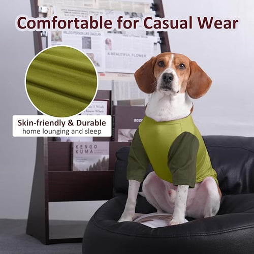 2 Pack Large Dog T-Shirts 3XL - Breathable Durable Cotton Shirt, Shedding Control Protect Skin Dogs Clothes for Husky, Labrador, Summer Hot Day Sleep, Walk, Sea, Park Play, Camping, Green