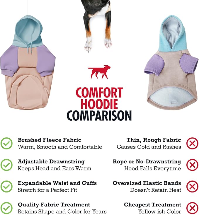 Tuff Pupper Dog Hoodie | Premium Quality 100% Organic Cotton | Ultra Soft Interior for Superior Comfort | Elastic Cuffs & Drawstring for Warmth | Stretch Fit Suitable for All Breeds (Pastel, XXL)