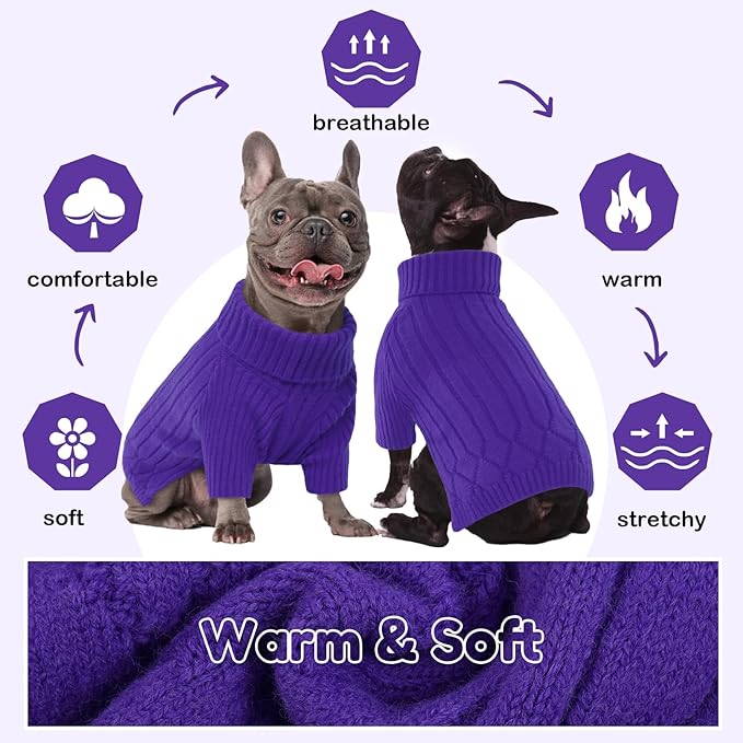 XL Dog Sweaters for Extra Large Dogs, Warm Winter Fall Dog Sweaters for Dog Girls Boys, Turtleneck Dog Knitwear, Doggie Christmas Sweater,Pet Sweatshirt Clothes Outfit Knit Labrador (Purple XL)