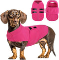 Queenmore XL Dog Sweater, Soft Fleece Vest Pullover Dog Jacket with Leash Hole, Warm Winter Dog Clothes Cold Weather Doggy Dachshund Sweaters for Large Dogs Cats Boy or Girl (Pink, XL)