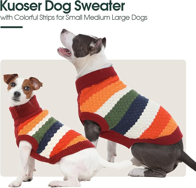 Kuoser Dog Sweater, Dog Sweaters for Medium Dogs Girl Boy, Classic Pet Knitted Sweatshirt Warm Pullover, Puppy Holiday Sweater Winter Clothes for Christmas Thanksgiving Outfit, Red M