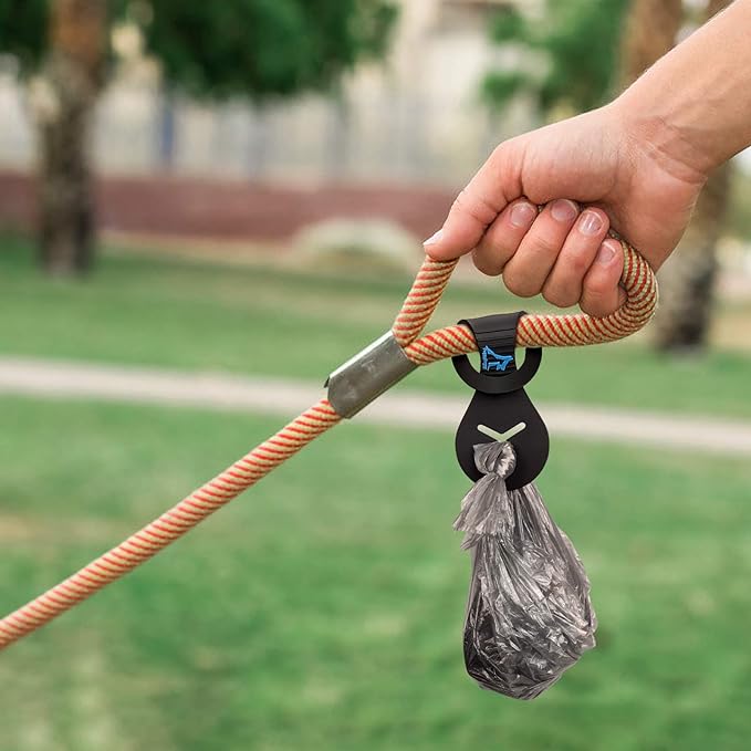 PuppyDoggy Dog Poop Bag Holder for Leash Waste Bag Carrier Dog Poop Bag Dispenser for Walking Running Bicycle Accessory 4 Pieces (Black + Pink)