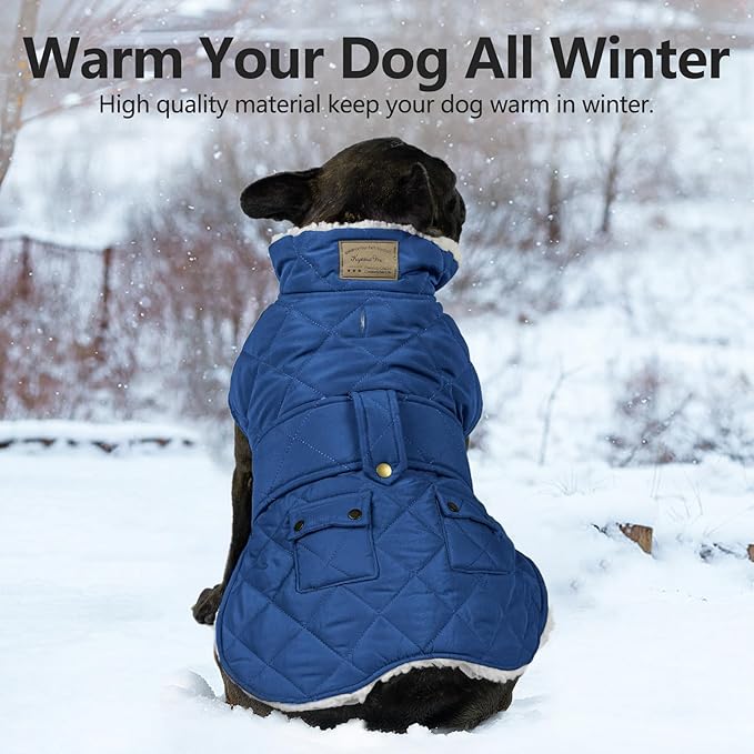 KYEESE Dog Coat Warm Pet Winter Coat with Leash Hole Waterproof Dogs Jacket with Fleece Lined Soft Pet Sweater for Cold Weather Windproof Dog Puffer Coats for Small Dogs Thick Cat Clothes with Pocket