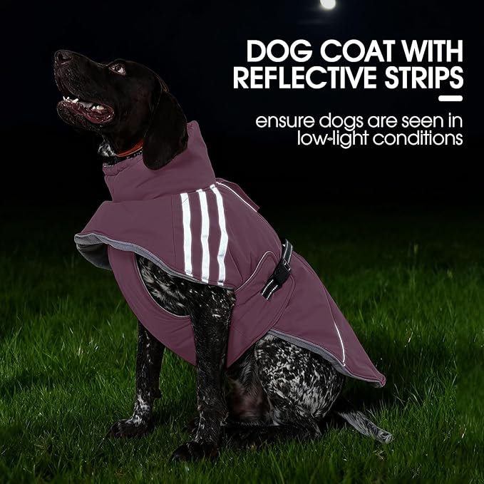 FUAMEY Dog Cold Weather Coats,Dog Winter Jackets for Medium Dogs Warm Dogs Coat with Reflective Strips Waterproof Pet Snowsuit Thick Paded Pets Vest for Boston Terrier French Bulldog Pink M