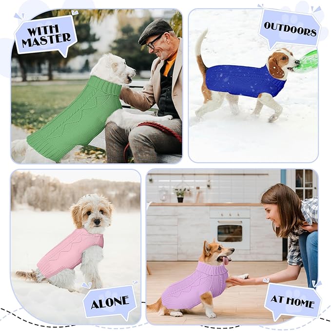 Dog Sweaters for Small Medium Large Dogs Girl, Soft Warm Turtleneck Pup Dogs Shirt, Double Knitting Collar for Outdoor Playing, Warm Dog Clothes (L,Royal Blue)