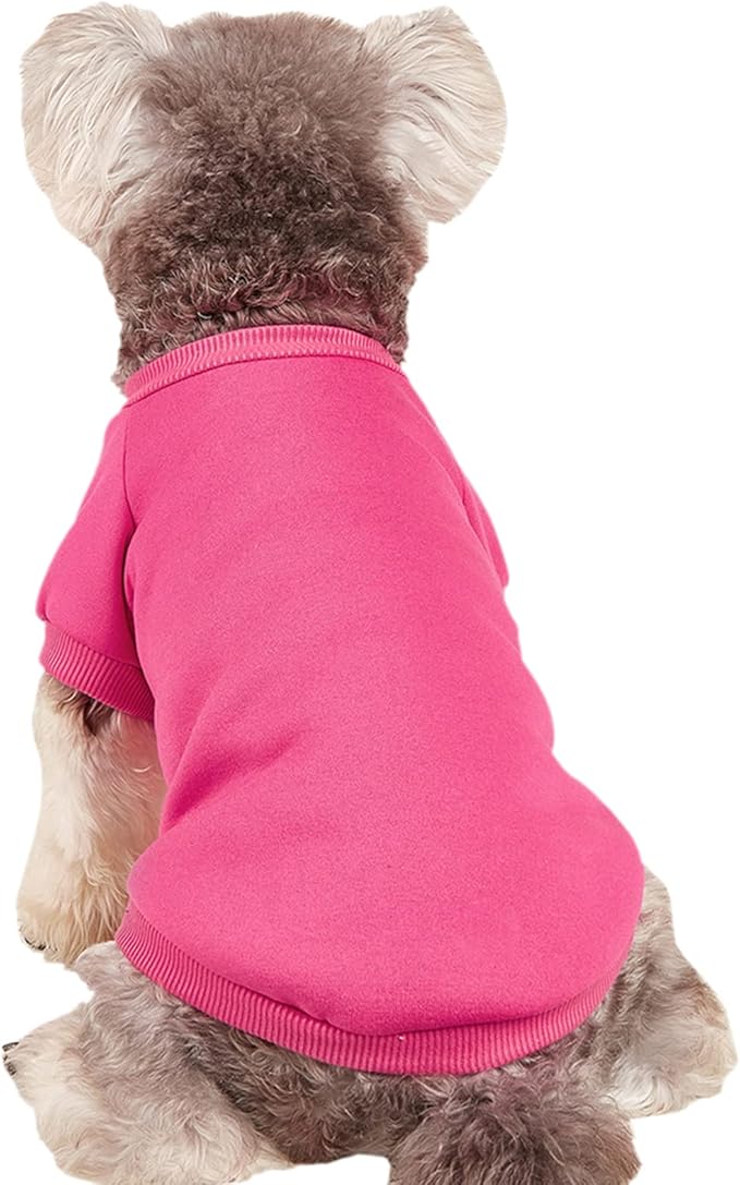Puppy Sweater for Small Dogs Clothes Warm Winter Cat Clothe Pet Sweatshirt Knitwear Doggie Kitten Clothing, Rose, Medium