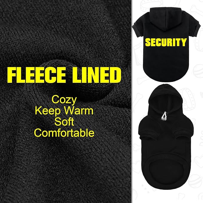 EXPAWLORER Security Dog Hoodie Puppy Sweater - Dog Sweatshirt Soft Fleece Lined Pet Clothes, Cold Weather Hooded Jacket Coat Keep Warm for Small Medium Large Dogs Cat, Small