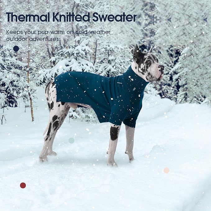 IECOii XXXL Dog Sweater,Warm Dog Sweaters for Extra Large Dogs Girl Boy,Stretchy & Cozy,Turtleneck Knitted Pullover for Pet Wear On Christmas,Easy On Doggy Sweatshirt for Labrador (Peacock Blue,3XL)