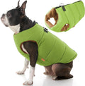 Gooby Padded Vest Dog Jacket - Solid Green, Large - Warm Zip Up Vest Fleece Jacket with Dual D Ring Leash Water Resistant for Small to Medium Dogs