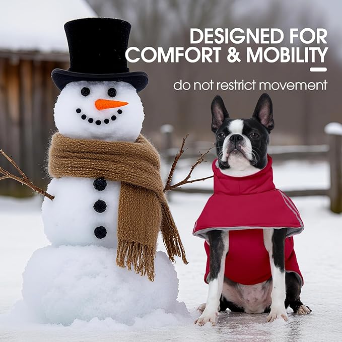 FUAMEY Dog Cold Weather Coats,Dog Winter Jackets for Large Dogs Warm Dogs Coat with Reflective Strips Waterproof Pet Snowsuit Thick Paded Pets Vest for Labrador Golden Retriever Wine Red XL