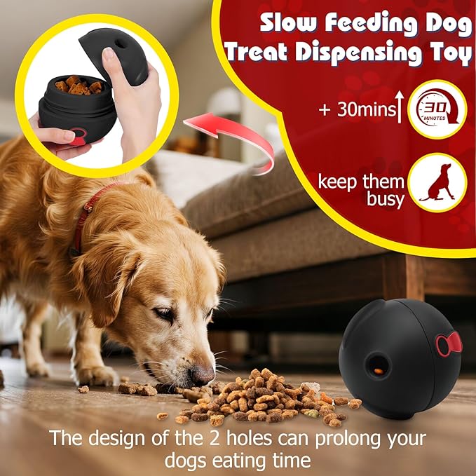 Yipetor 3In1 Treat Dispensing Dog Toys, Heavy Duty Frozen Dog Treat Ball - Slow Feeding Puppy Lick Bowl Tough Chew Toy for Large Medium Dogs to Keep Them Busy/Relief Anxiety/Puzzle Stimulate