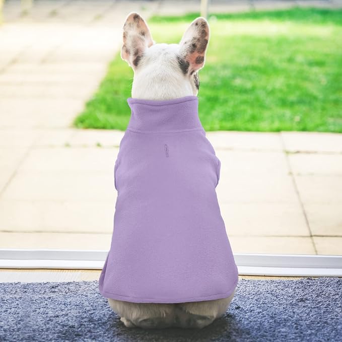FUAMEY Dog Fleece Vest for Medium Dogs,Warm Stretchy Dog Sweatshirts Pullover with Leash Hole Dogs Sweater Soft Pet Turtleneck Cozy Pet Vest Lightweight Sleeveless Purple M