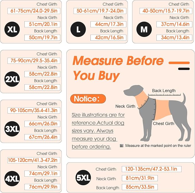 XXL Dog Coat, Warm Dog Winter Jacket, Waterproof Dogs Snowsuit With Foldable High Collar, Reflective Strips, Leash Hole, And Adjustable Hook & Loop Closure - Ideal For Cold Weather - Orange XXL