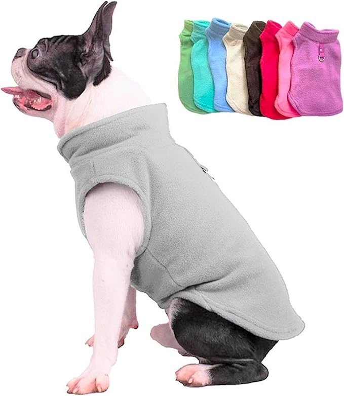 JACKO & CO - Fleece Vest Dog Sweater with Leash Ring - Soft, Warm & Lightweight Pullover Coat for Small & Medium Dogs, Puppies & Cats - Cozy Fall/Winter/Spring Pet Jacket (Grey, X-Large 17-25lbs)