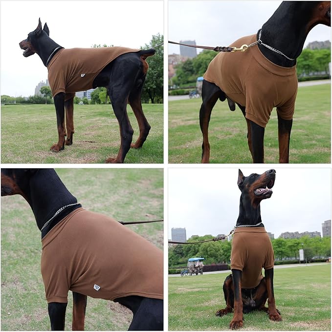 Lovelonglong Ribbed Dog T-Shirt Cotton Knitted Dog Sweaters for All Season Pet T-Shirts for Large Medium Small Dogs Coffee XL