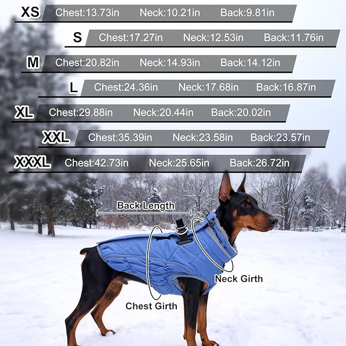 Dog Coat, Warm Dog Winter Coat for Large Dogs, Waterproof Jacket with Harness Built in, Reflective Turtleneck Cold Weather Coats with Zipper,Pet Fleece Vest Snow Jacket, Brown XXXL