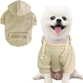 Jecikelon Pet Dog Cold Weather Coat with Pocket Winter Dog Hoodie Warm Puppy Clothes for Small Dogs Chihuahua Clothing (Beige, XX-Small)